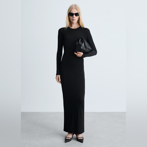 Zara Dresses & Skirts - ZARA Long Sleeve Black Maxi Dress NWOT